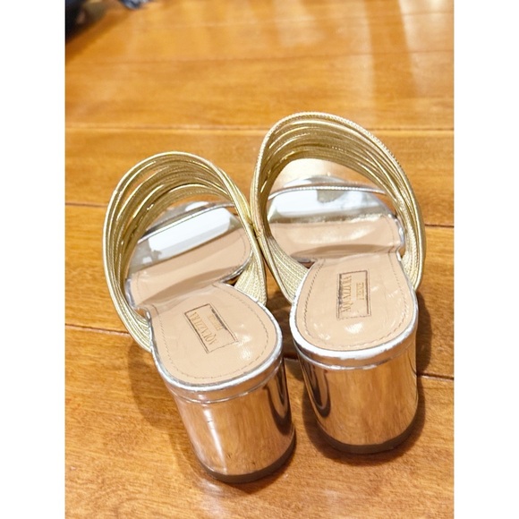 Aquazzura Rendez Vou Metallic Mirrored Slide Sandal 38 or 7.5 - Picture 11 of 11